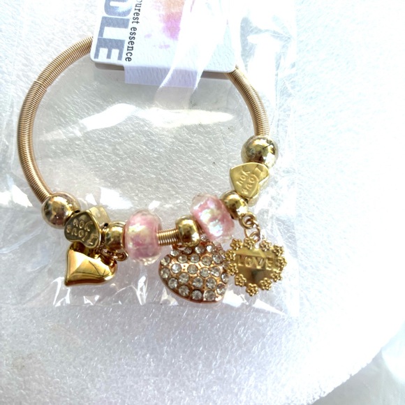 Gold and Pink Heart Charm Bracelet NWT - Picture 3 of 7